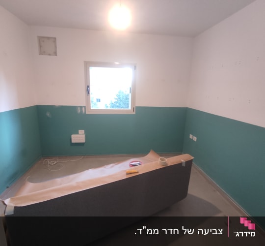 צביעת חדר בשני גוונים תוך הגנה על הריהוט בנייר כיסוי